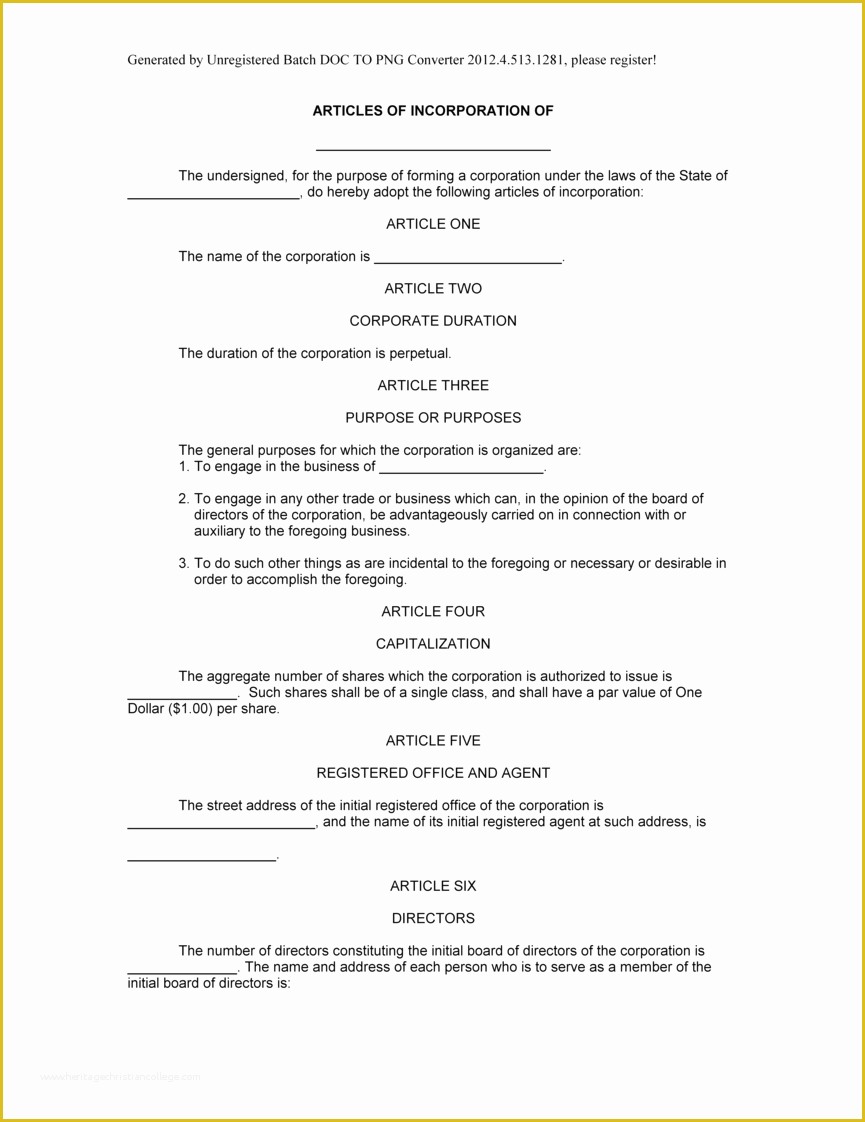 Free Articles Of organization Template Of Sample Articles Of Incorporation form Blank Articles Of