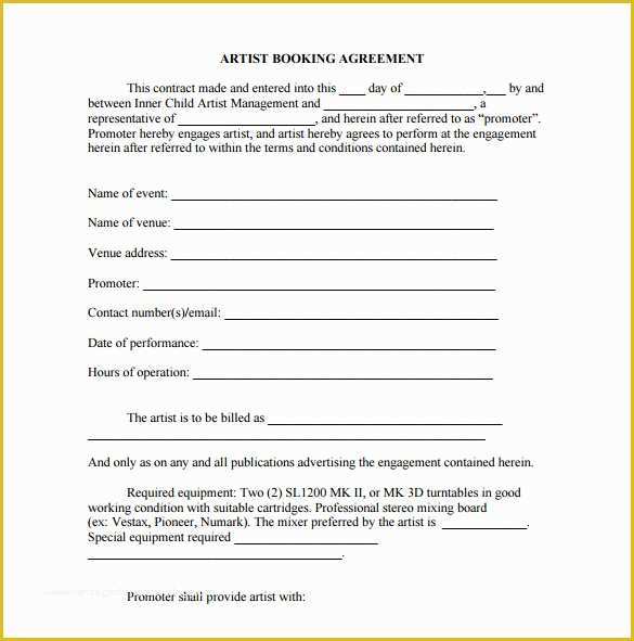 Free Artist Management Contract Template Of 10 Booking Agent Contract Templates to Download