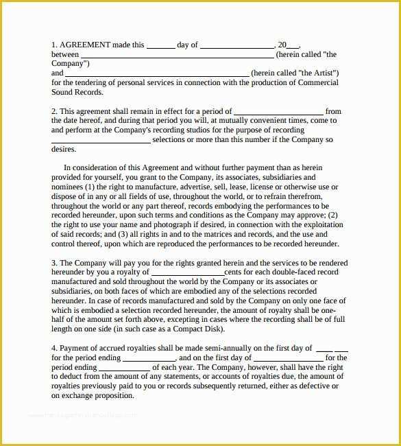 Free Artist Management Contract Template Of 10 Recording Contract Templates to Download