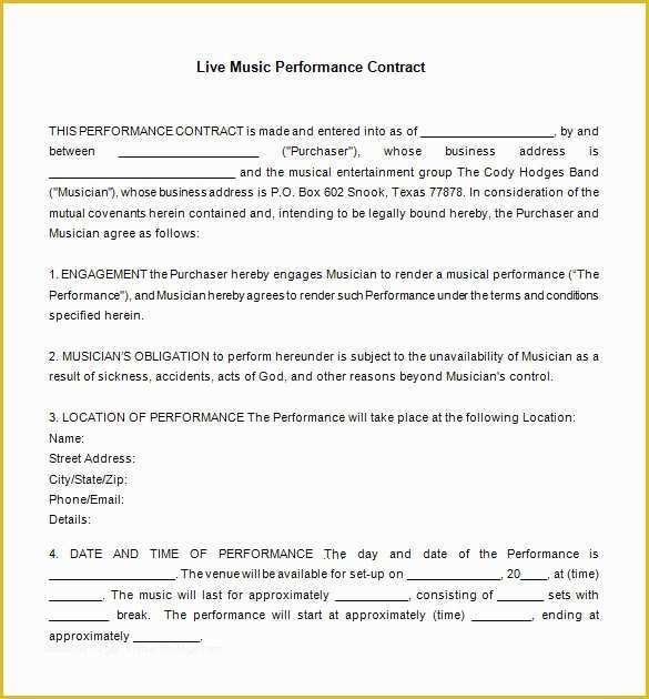 Free Artist Management Contract Template Of 20 Music Contract Templates Word Pdf Google Docs