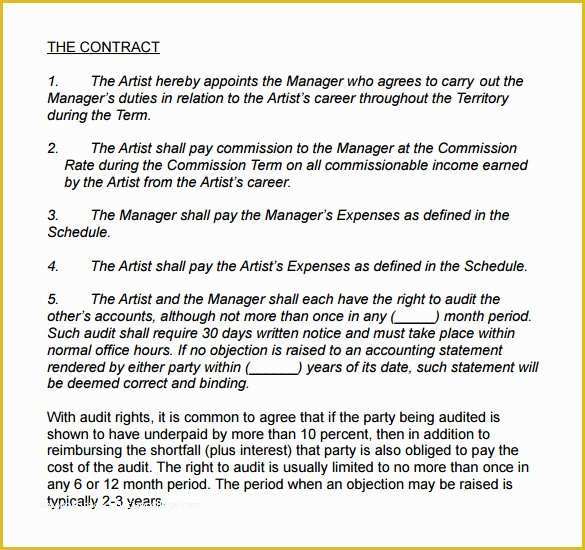 Free Artist Management Contract Template Of 5 Artist Management Contract Templates Word Docs Pdf