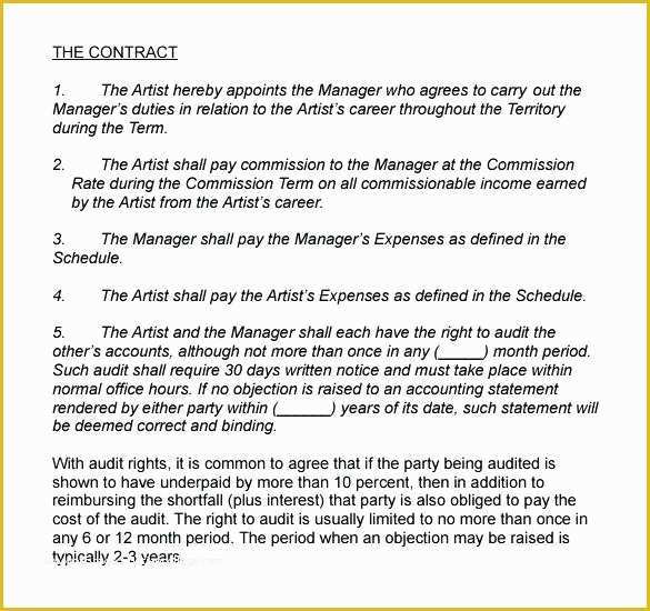 Free Artist Management Contract Template Of Artist Management Contract Template Agreement Next Project