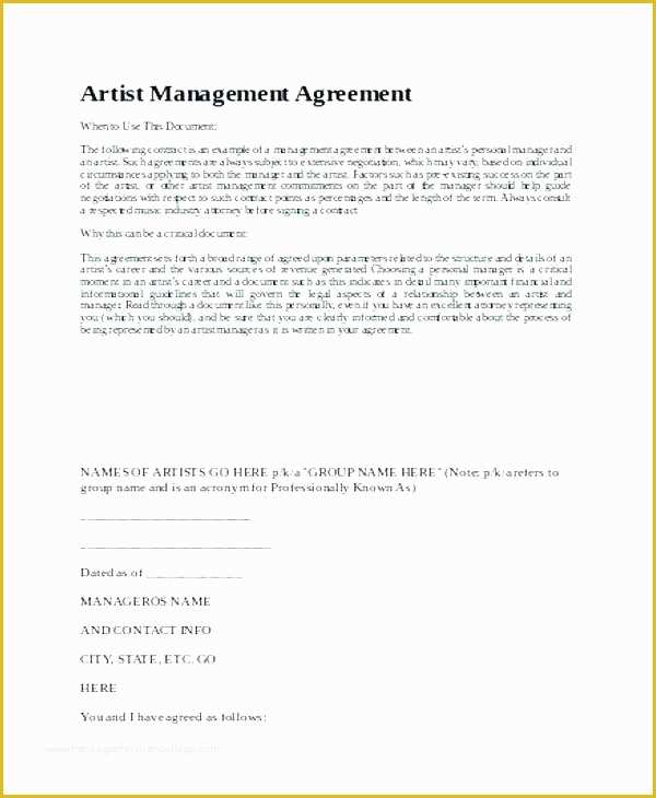 Free Artist Management Contract Template Of Management Agreement Contract Template Property Free Post