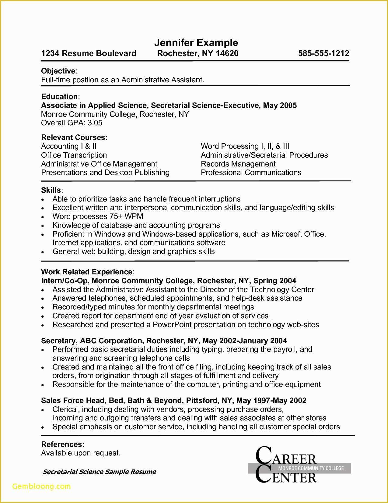 Free ats Resume Templates Of Executive assistant Resume Samples Free Reference Free