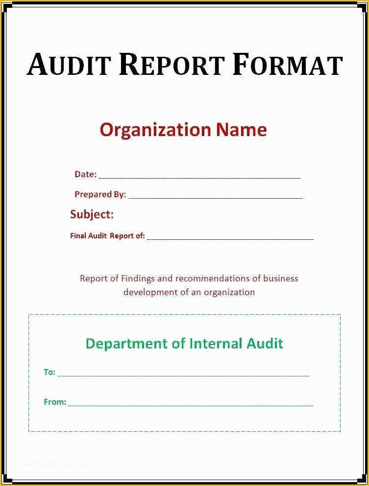 Free Audit Program Templates Of Audit Report Template