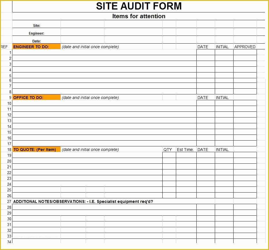 Free Audit Program Templates Of Excellent Sample Of Site Audit form Template In Excel