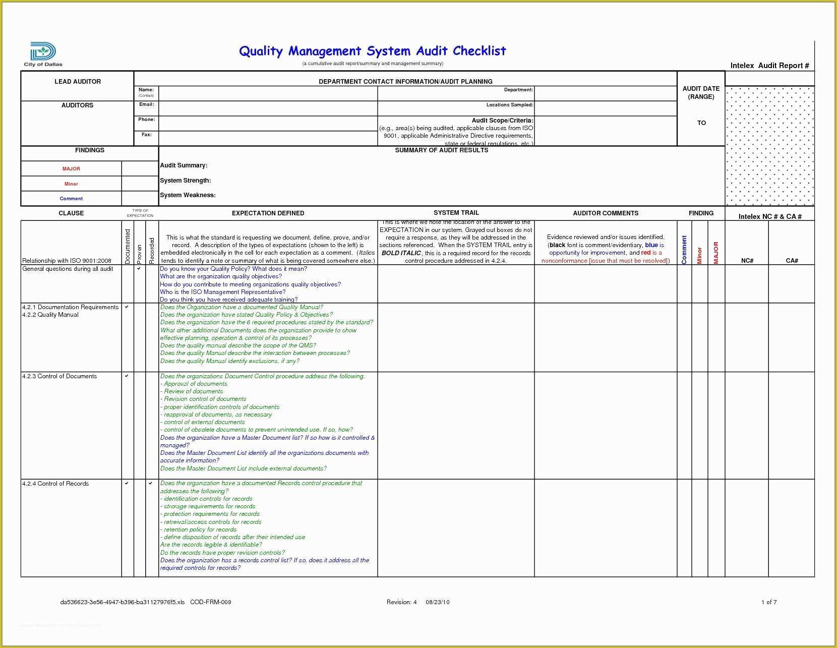 Free Audit Program Templates Of Free Audit Program Templates Pleasant Pliance Audit Report
