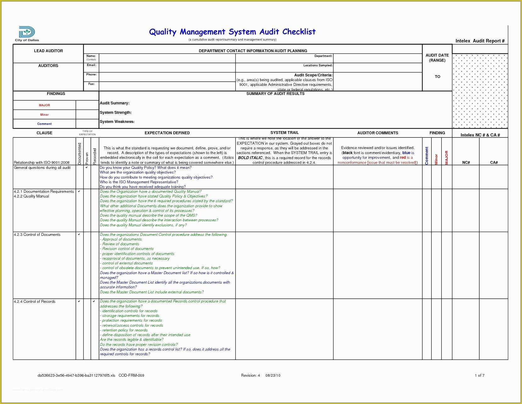 Free Audit Program Templates Of Free Audit Program Templates Pleasant Pliance Audit Report