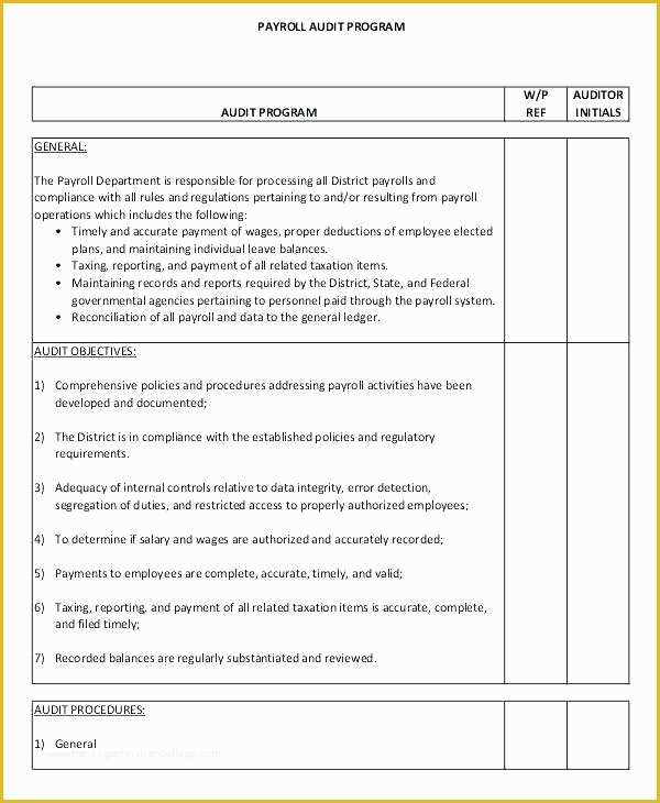 Free Audit Program Templates Of Internal Audit Plan Template Free Report New Sample