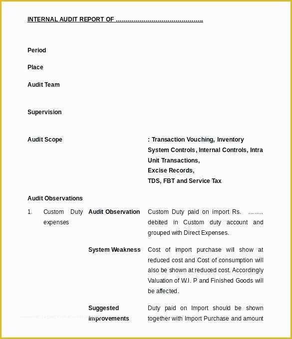 Free Audit Program Templates Of Internal Audit Report Templates Doc with Sample Security