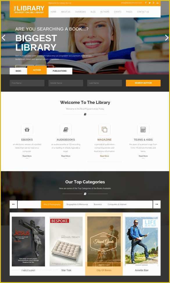 Free Author Website Templates Of 16 Line Library Website Templates & themes Free