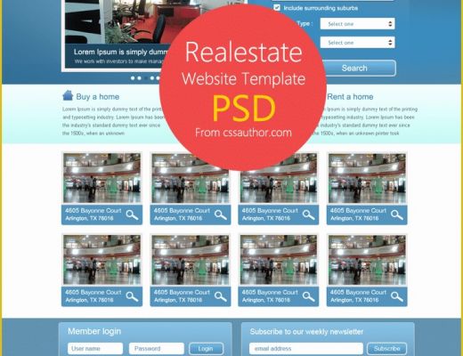 Free Author Website Templates Of Real Estate Website Template Psd for Free Download