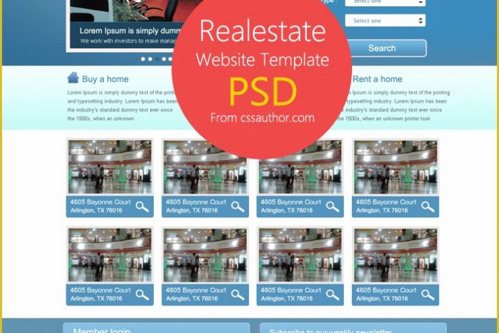 Free Author Website Templates Of Real Estate Website Template Psd for Free Download