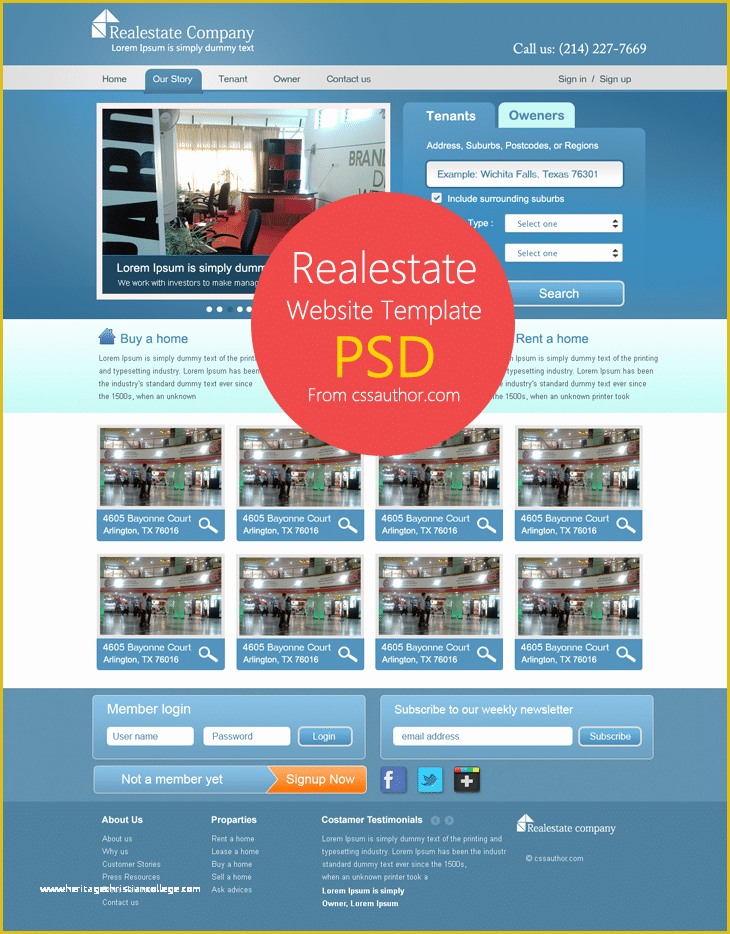 Free Author Website Templates Of Real Estate Website Template Psd for Free Download