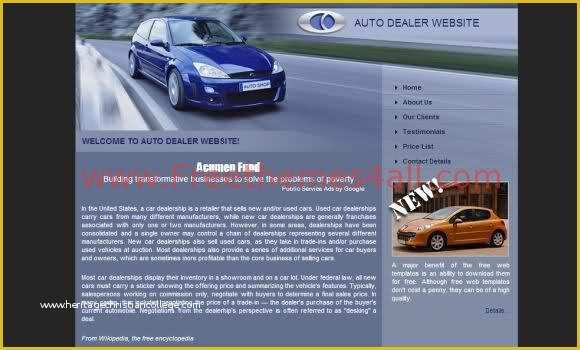 Free Auto Dealer Website Template Of Free Auto Dealer Blue Css Website Template Freethemes4all