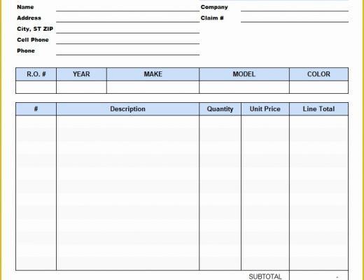 Free Auto Repair Invoice Template Excel Of Auto Repair Invoice Template