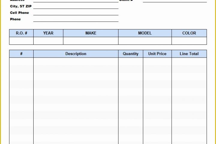 Free Auto Repair Invoice Template Excel Of Auto Repair Invoice Template