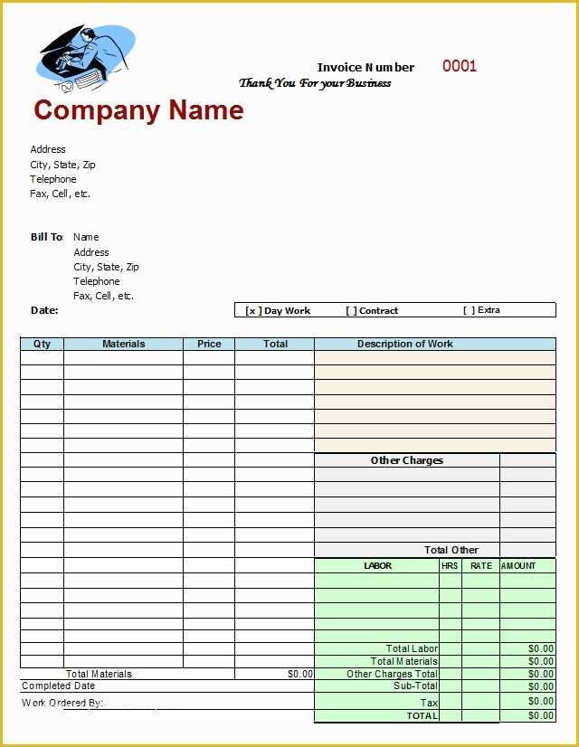 Free Auto Repair Invoice Template Excel Of Mechanics Invoice