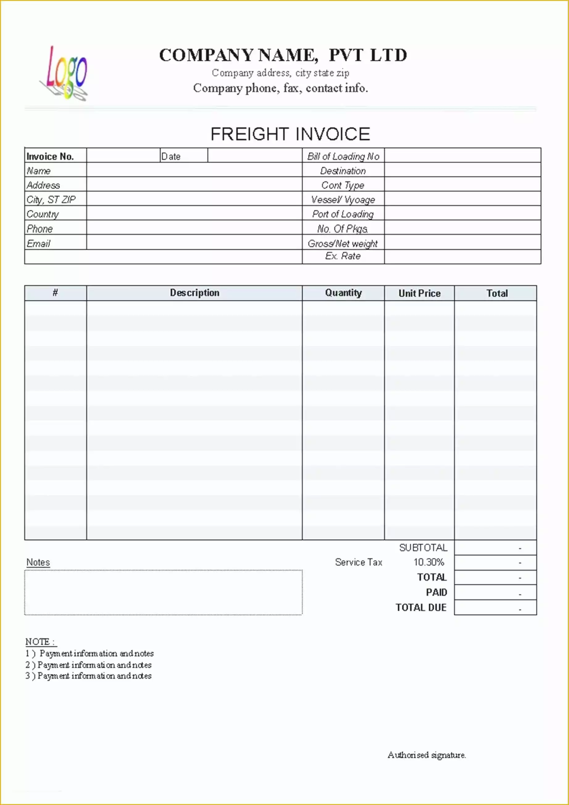 Car Sales Invoice Template Free Download