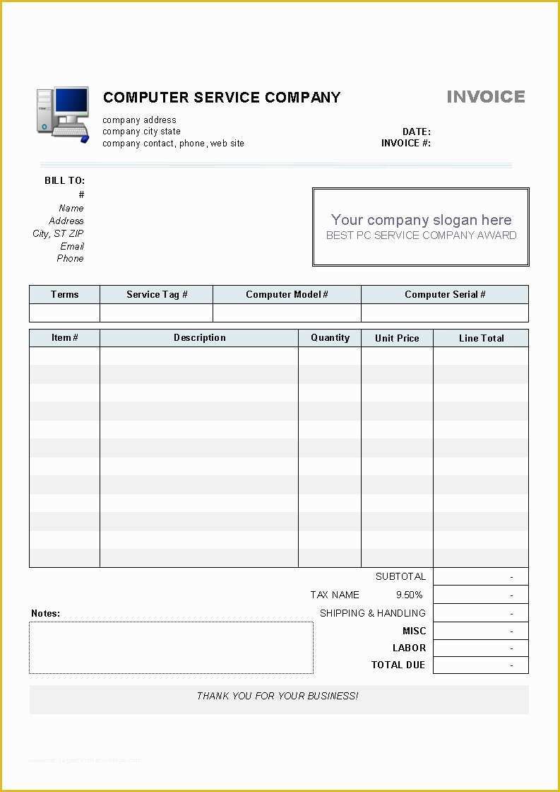Free Auto Repair Invoice Template Excel Of Service Invoice Template Excel Invoice Template Ideas
