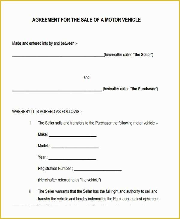Free Auto Sale Contract Template Of 11 Vehicle Sales Agreement Samples Free Word Pdf
