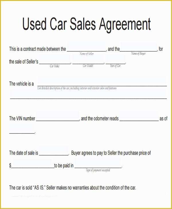 Free Auto Sale Contract Template Of 11 Vehicle Sales Agreement Samples Free Word Pdf