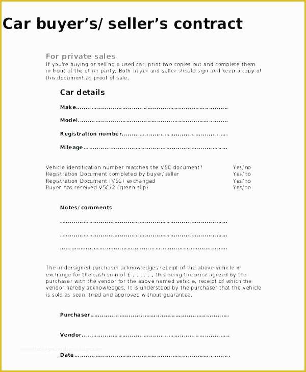 Free Auto Sale Contract Template Of Car Sales Contract – Puebladigital