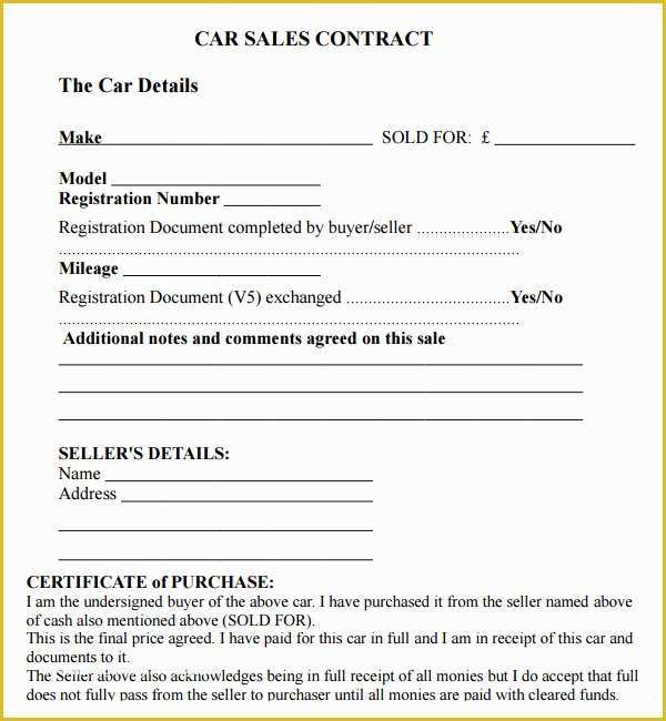 Free Auto Sale Contract Template Of Sales Agreement Template