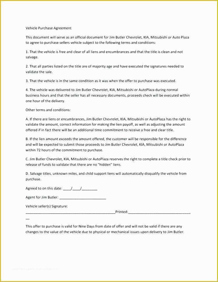 Free Auto Sale Contract Template Of Vehicle Sale and Purchase Agreement Template Selling