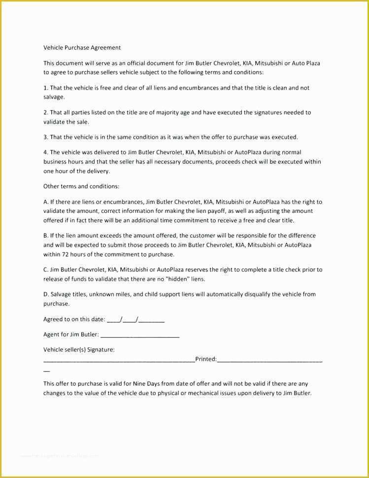 Free Auto Sale Contract Template Of Vehicle Sale and Purchase Agreement Template Selling