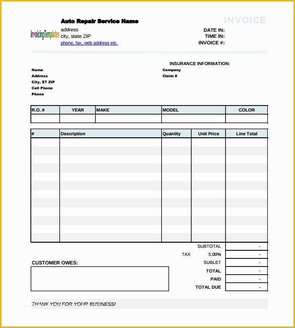 Free Auto Shop Receipt Template Of 12 Sample Auto Repair Invoice Templates to Download