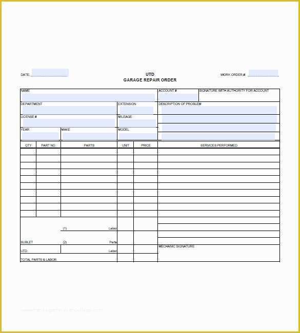 Free Auto Shop Receipt Template Of 6 Auto Repair Invoice Templates Doc Pdf