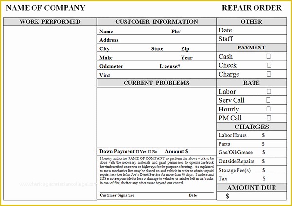 Free Auto Shop Receipt Template Of Auto Repair Invoice Template