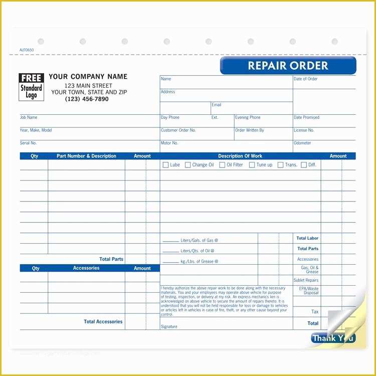 Mechanic Shop Invoice Templates