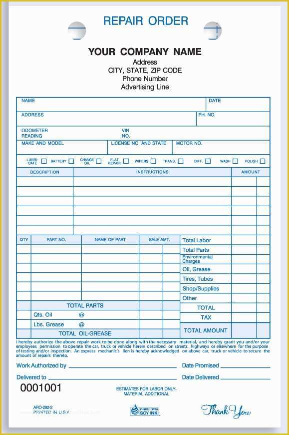 Free Auto Shop Receipt Template Of Receipt for Car Repair