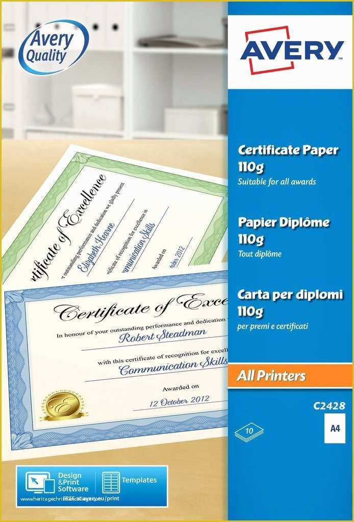 Free Avery Labels Templates Download Of Certificate Paper C2428