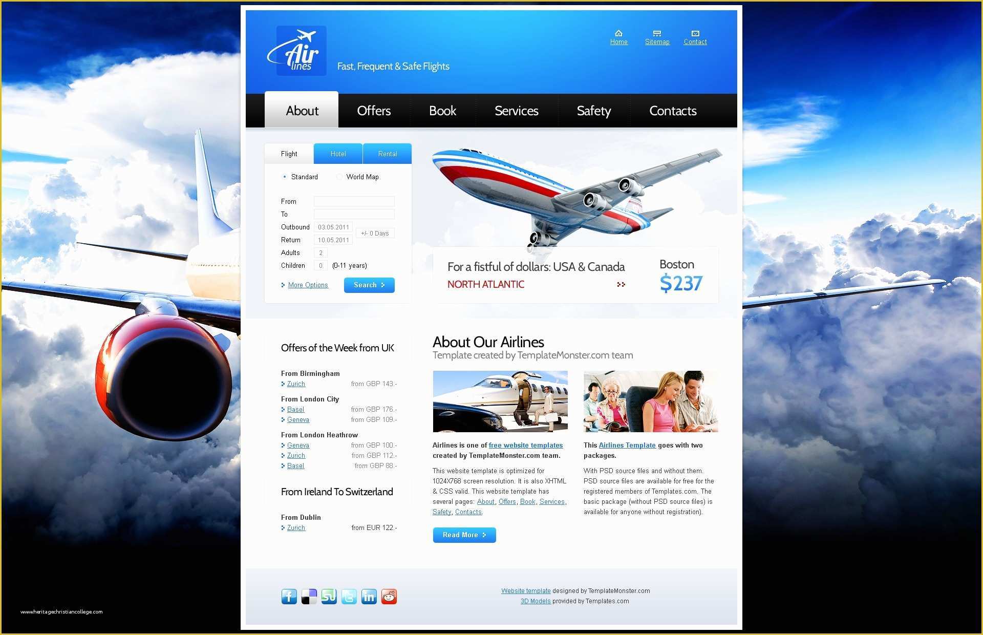 Free Aviation Website Templates Of Free Website Template for Airlines Pany