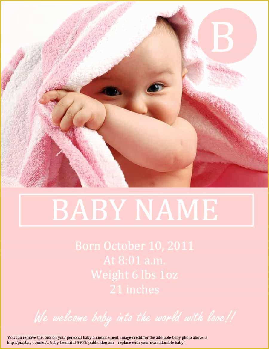 Free Baby Announcement Templates Of 46 Birth Announcement Templates Cards Ideas &amp; Wording