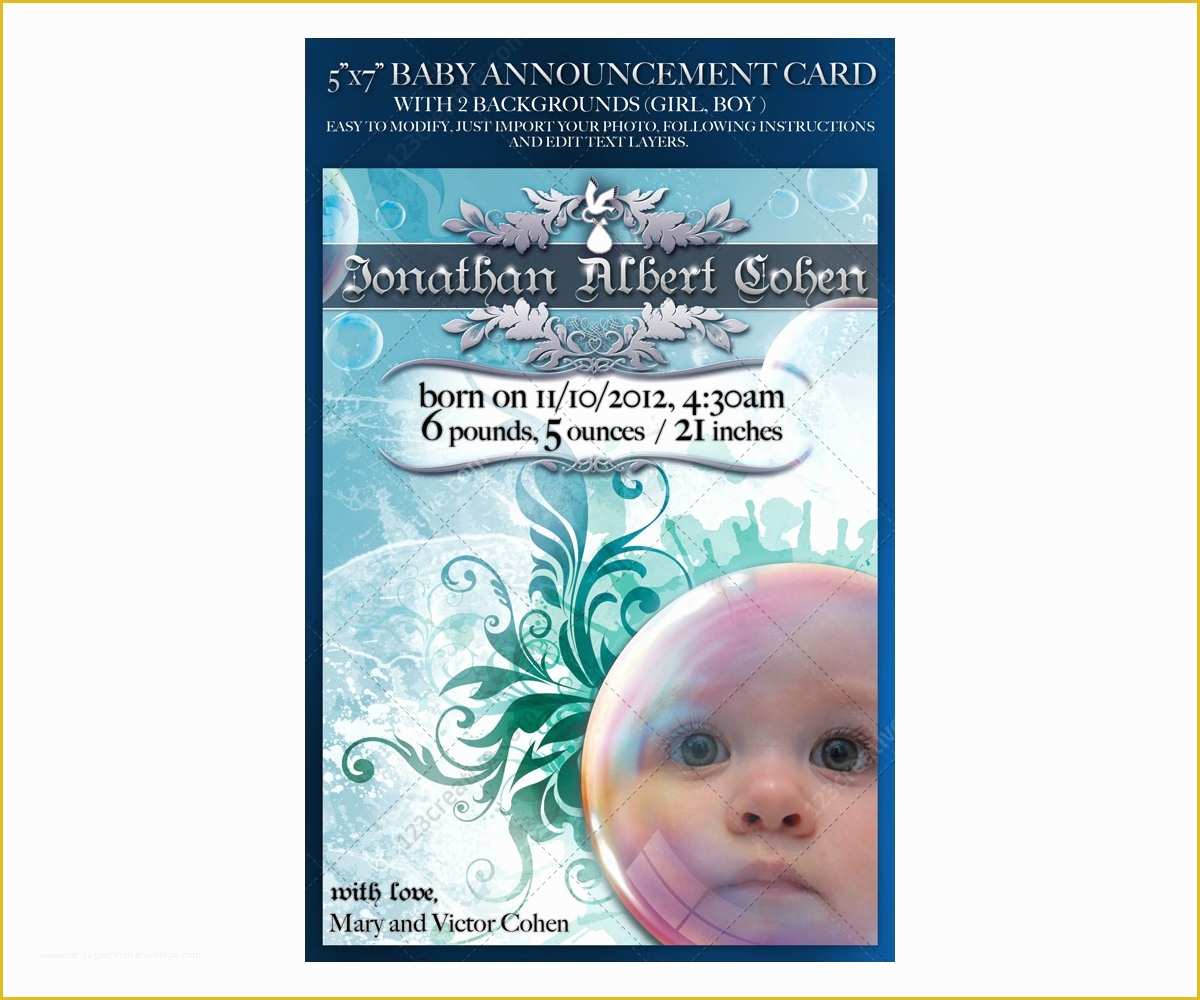 Free Baby Announcement Templates Of New Baby Annoucement Template Baby Card for Girl or Boy