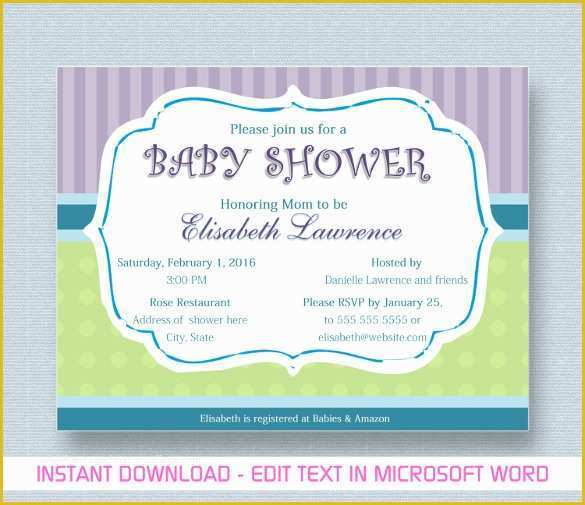 Free Baby Shower Invitation Templates Microsoft Word Of Baby Shower Invitation Template 29 Free Psd Vector Eps
