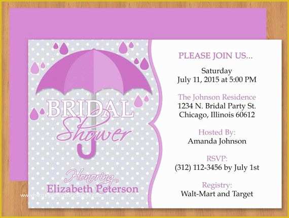Free Baby Shower Invitation Templates Microsoft Word Of Diy Do It Yourself Purple Umbrella Bridal Shower