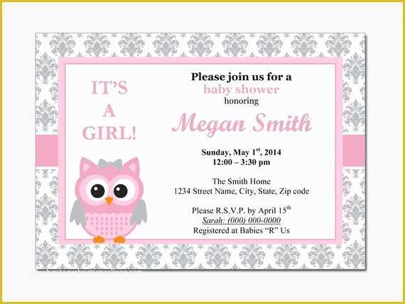 Free Baby Shower Invitation Templates Microsoft Word Of Owl Baby Shower Invitation Diy Printable by Designtemplates