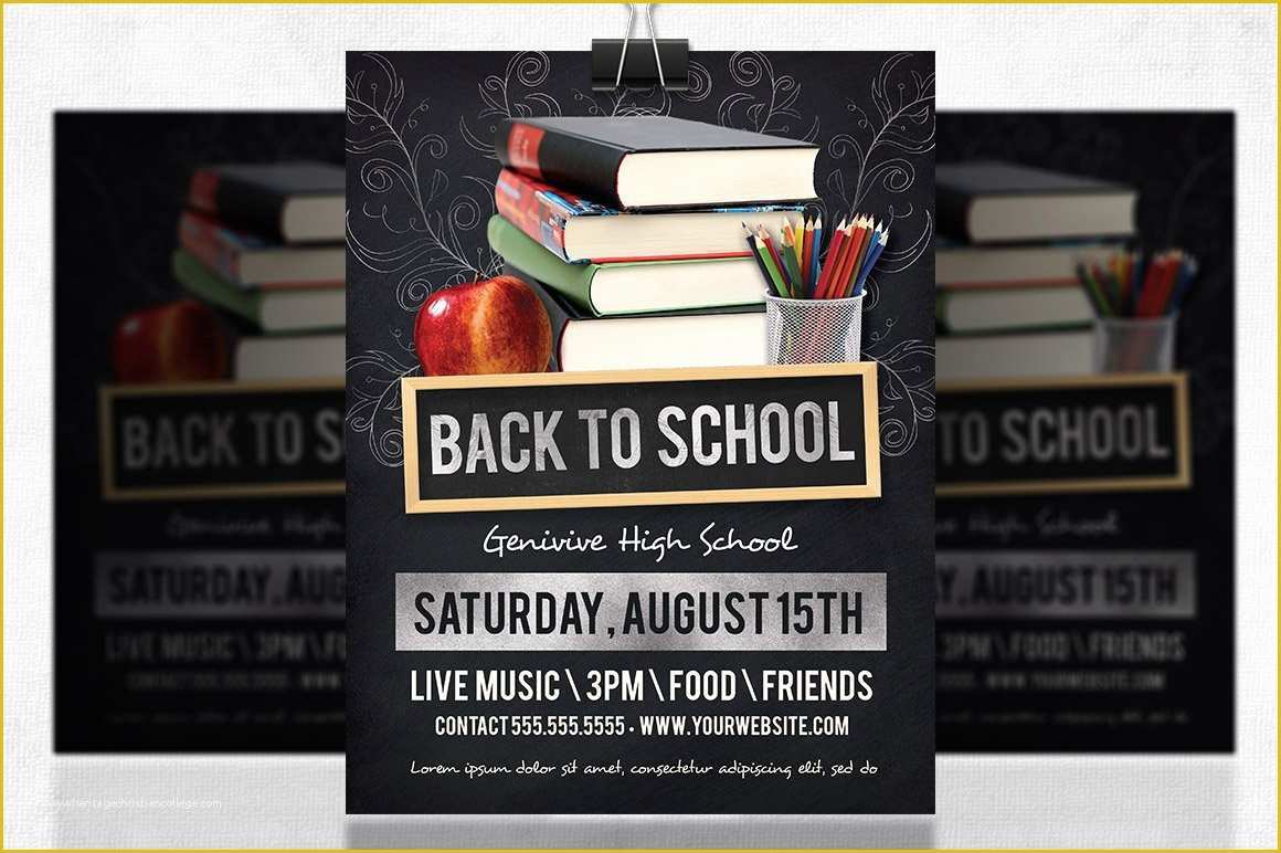 Free Back to School Flyer Template Of Back to School Flyer Flyer Templates Creative Market
