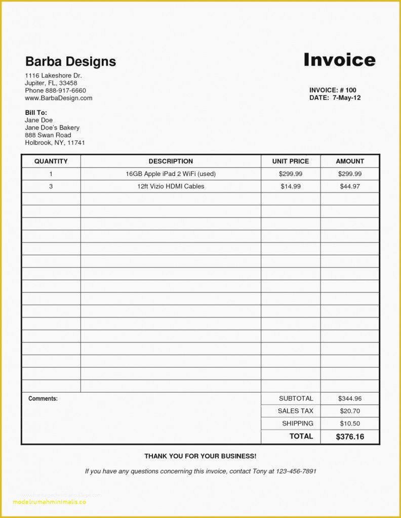 Free Bakery Invoice Template Word Of Bakery Invoice Template