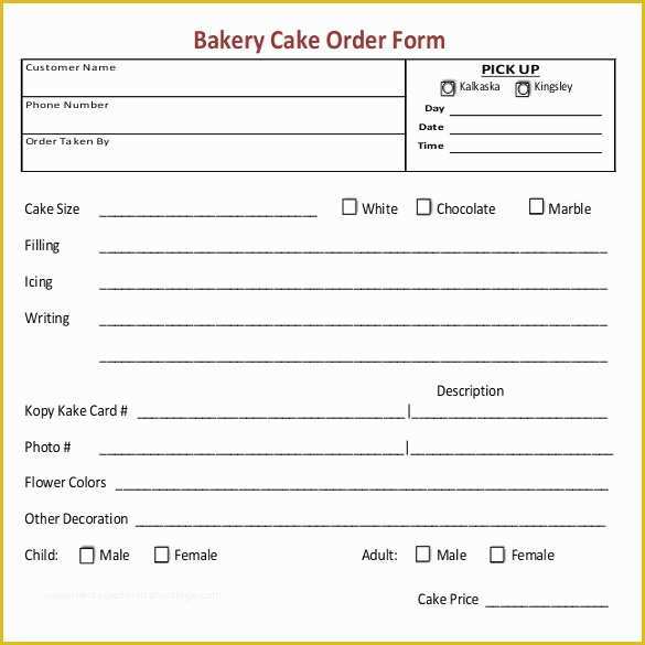 Free Bakery Invoice Template Word Of Bakery order forms Template 13 Clarifications Bakery