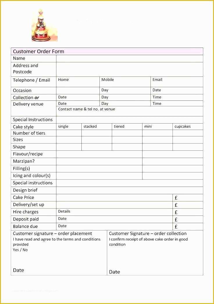 Free Bakery Invoice Template Word Of Cake order form Template 19 Fresh Free Cake Invoice