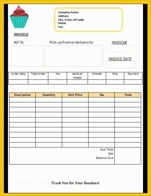 Free Bakery Invoice Template Word Of 47 Blank Invoice Templates Ai Psd 