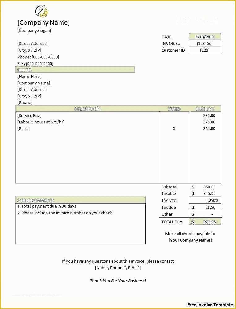 Free Bakery Invoice Template Word Of Invoice Word Template Free Adobe and Word Doc Tax Invoice