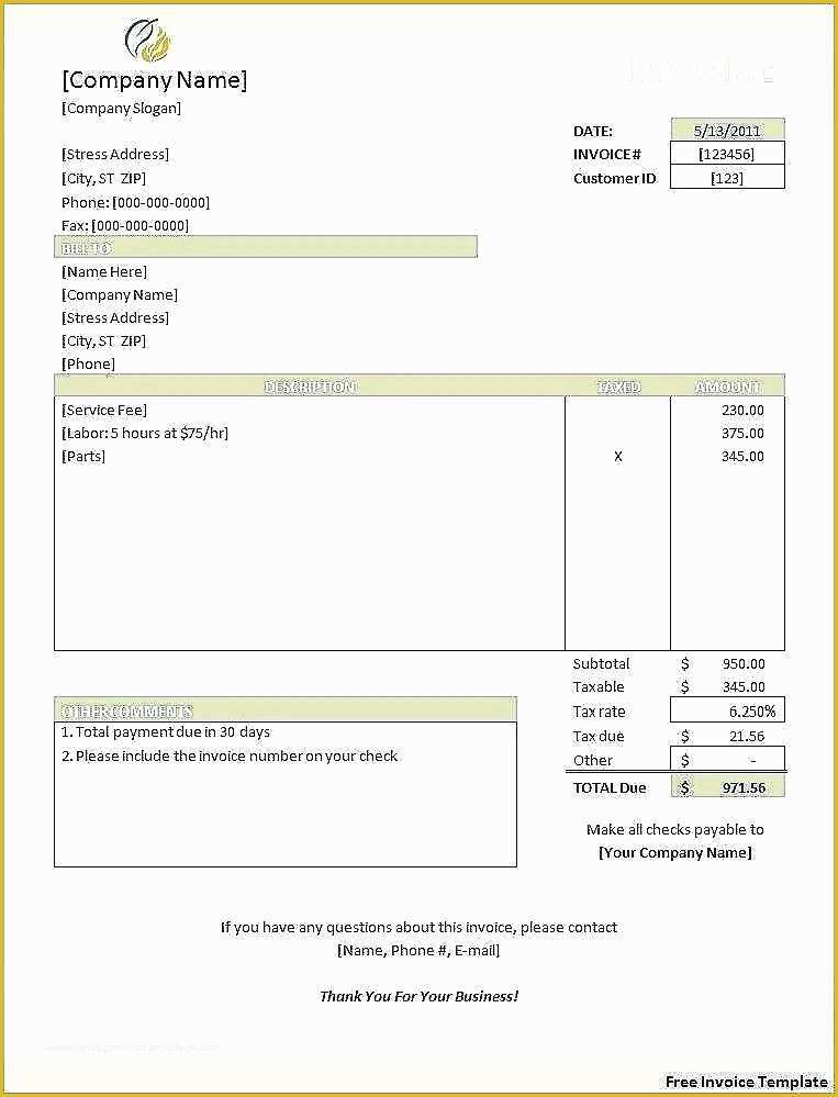 Free Bakery Invoice Template Word Of Invoice Word Template Free Adobe and Word Doc Tax Invoice