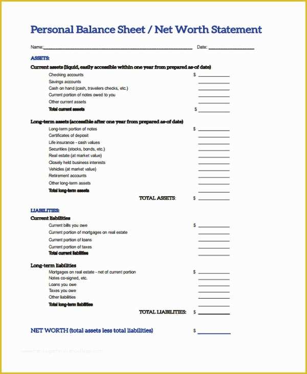 Free Balance Sheet Template for Small Business Of 9 Balance Sheet Templates Free Samples Examples format